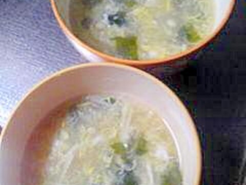 エノキとワカメの中華風かき玉スープ